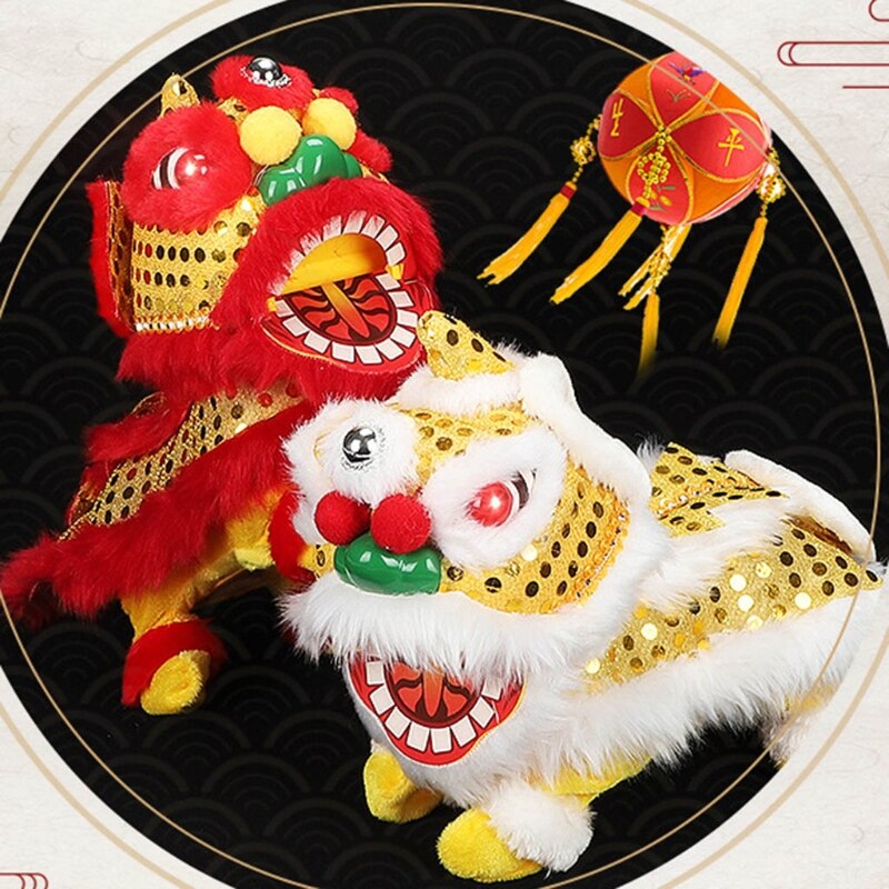 Year Electric Lion Dance Robot Interactive Flashing Lucky Lion Toy Plush
