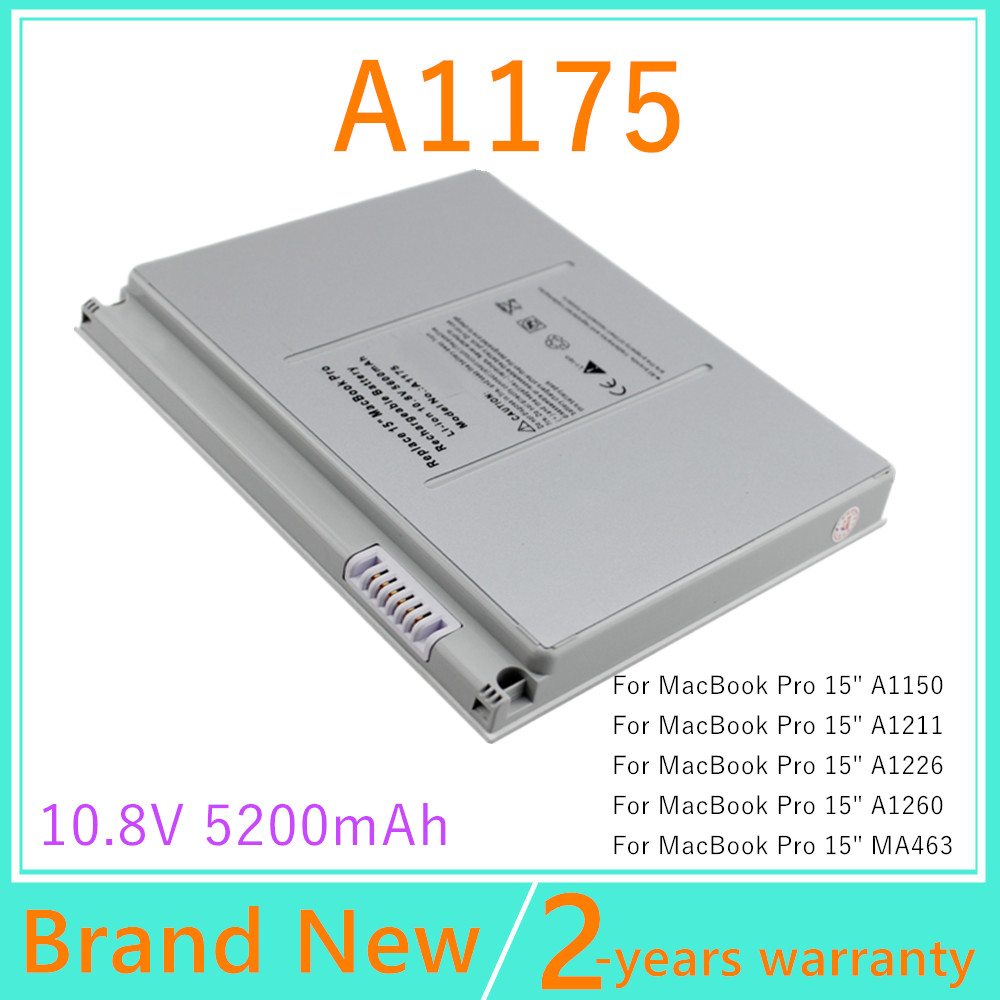 5200mAh Laptop battery For Apple MacBook Pro 15" A1150 A1211 A1226 A1260 MA463 MA464 MA600 MA601 MA609 MA610 A1175 MA348