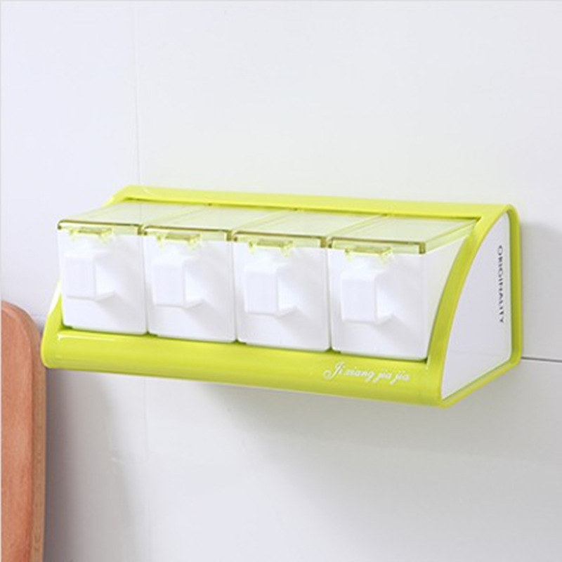 Spice Jar Seasoning Box 3/4Pcs Set Kitchen Spice Storage Bottle Jars Transparent PP Salt Pepper Cumin Powder Box Tool: D