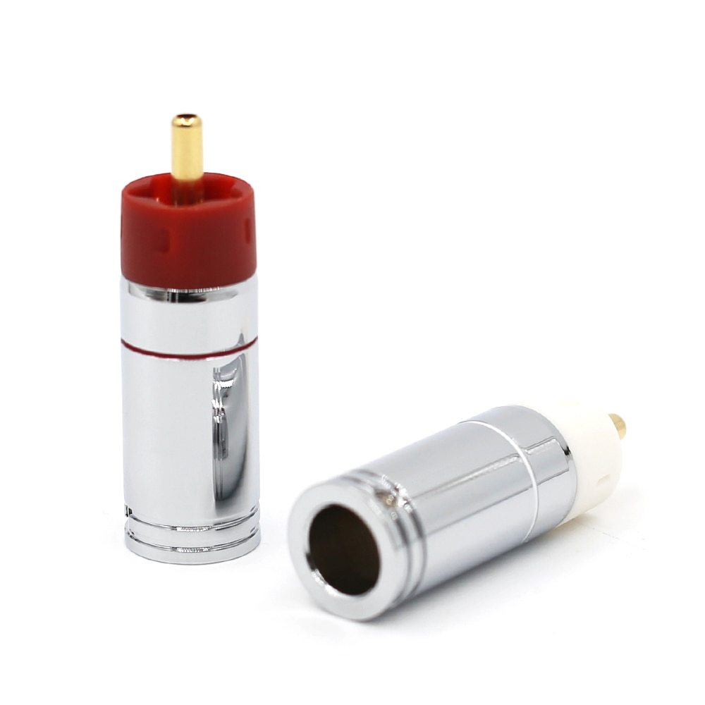 4 pçs alta fidelidade diy 9mm prata chapeado ou banhado a ouro rca plug conector de bronze, alta fidelidade rca jack