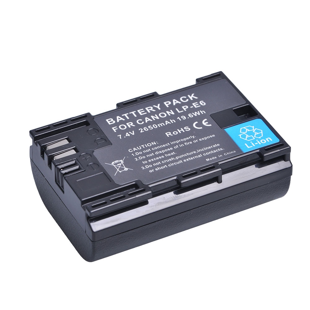 2650mAh LP-E6 LPE6 LP-E6N Battery for Canon EOS 5D Mark IV 5D2 5DS R Mark II 2 III 3 6D 60D 60Da 7D 7D2 7DII 70D