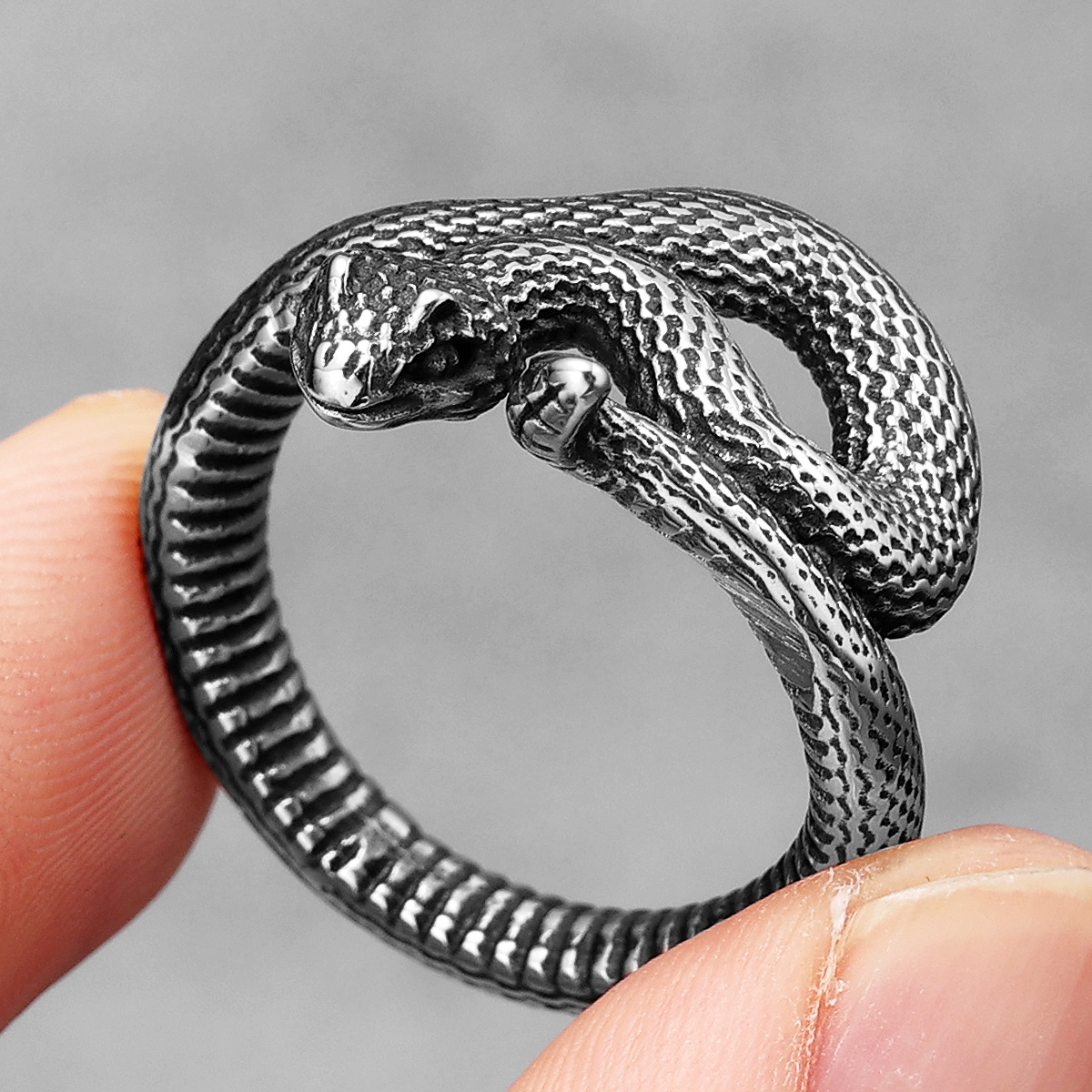 Anillos de acero inoxidable para hombre, Viper Animal, serpiente, Punk, para mujer, joyería de para motorista, de Halloween,