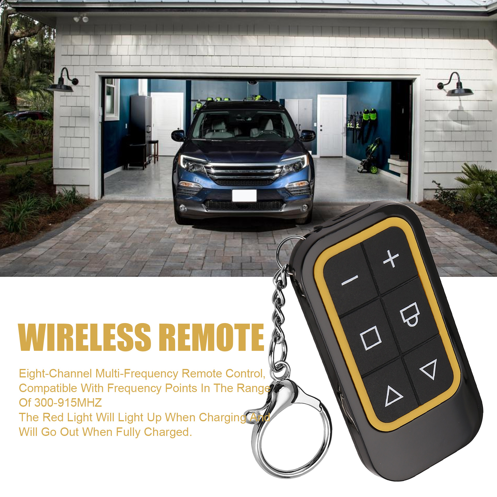 Wireless Remote Control 8-Channel Multi-Frequency Garage Door Rechargeable Full-Frequency Copy Remote Control Yellow
