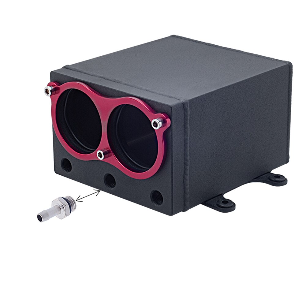 60mm oil catch can fuel surge tank dual port 044 pump use racing black Billet 6061 aluminium