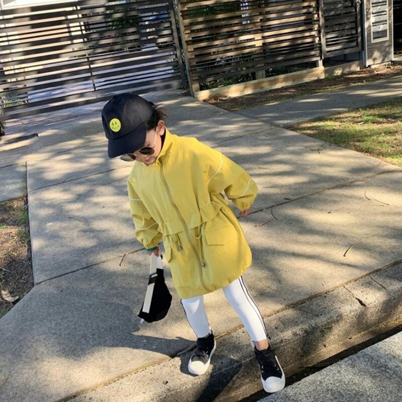 Spring Jackets for Girls Kids Girl Long Jacket Coat Cardigan Zipper Windbreaker 2-7Yrs Children Clothes Girl Trench Coat
