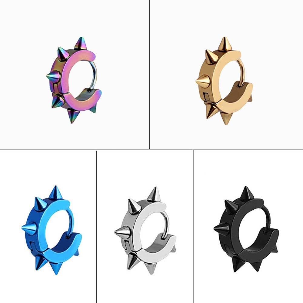 Schwarz Punk Frauen Männer Ohrringe Ohr Nieten Spitze Niet Band Huggie gotisch Schwarz Edelstahl Ohrring Schmuck Zubehör