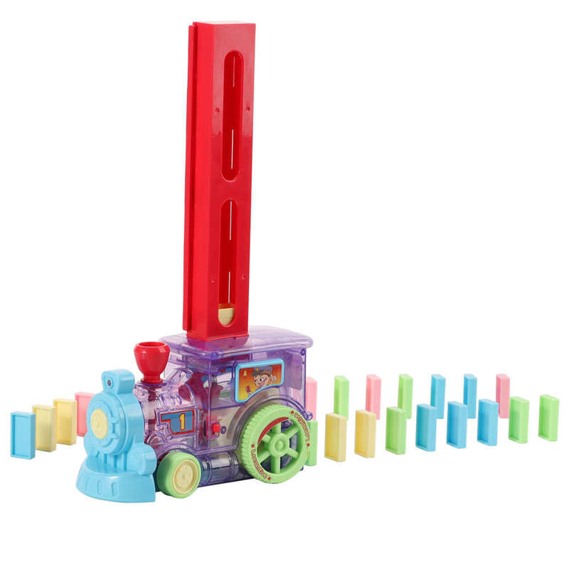 80 stk elektrisk domino togbil automatisk opsætning af farverige plast domino legetøj pædagogisk legetøj børn børn dag: Skriv en
