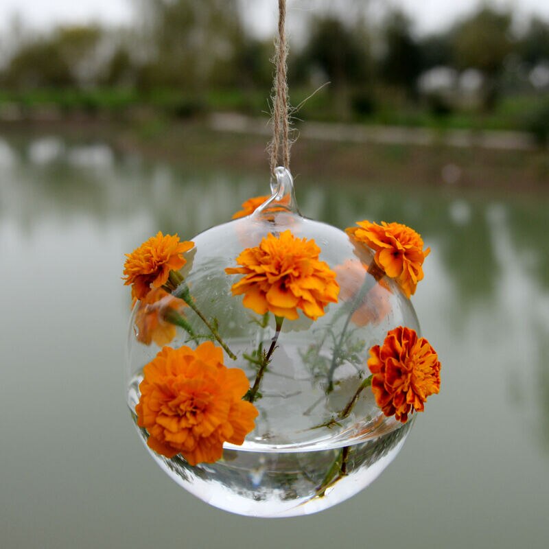 Vaso de vidro transparente, vaso de flores para pendurar, recipiente de terrário para festa, casamento, decoração, pote, bola de jardim, vaso redondo