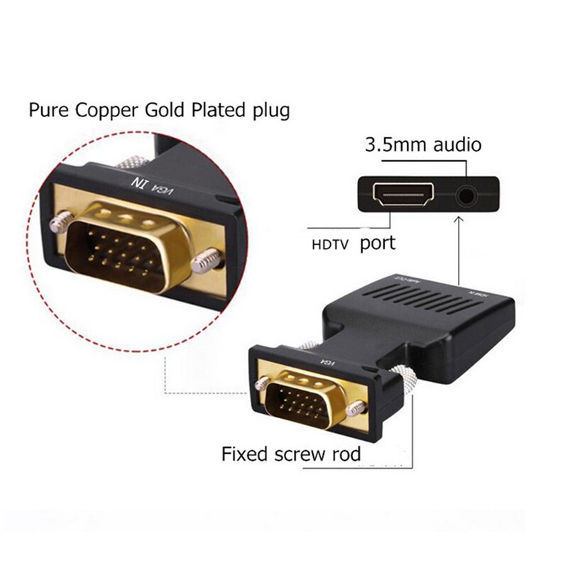 VGA to HDMI Adapter with Audio Male VGA to Female HDMI Converter Laptop to TV