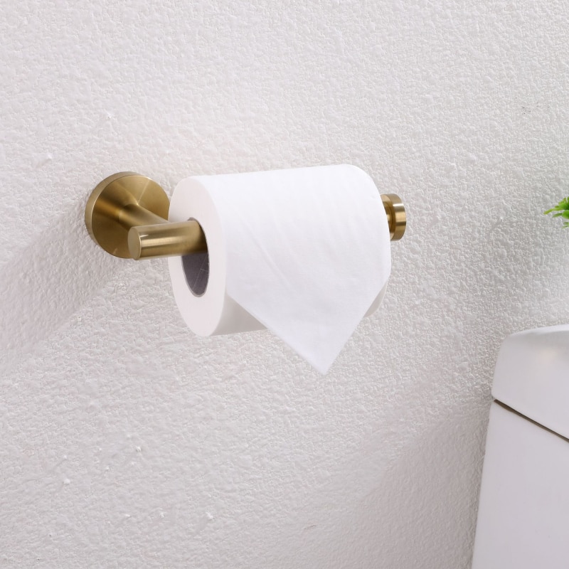 304 Stainless Steel Roll Paper Holder Wall Mounted Gold Toilet Paper Holder Bathroom Hardaware Set Brushed Tissue Paper Shelf: 1