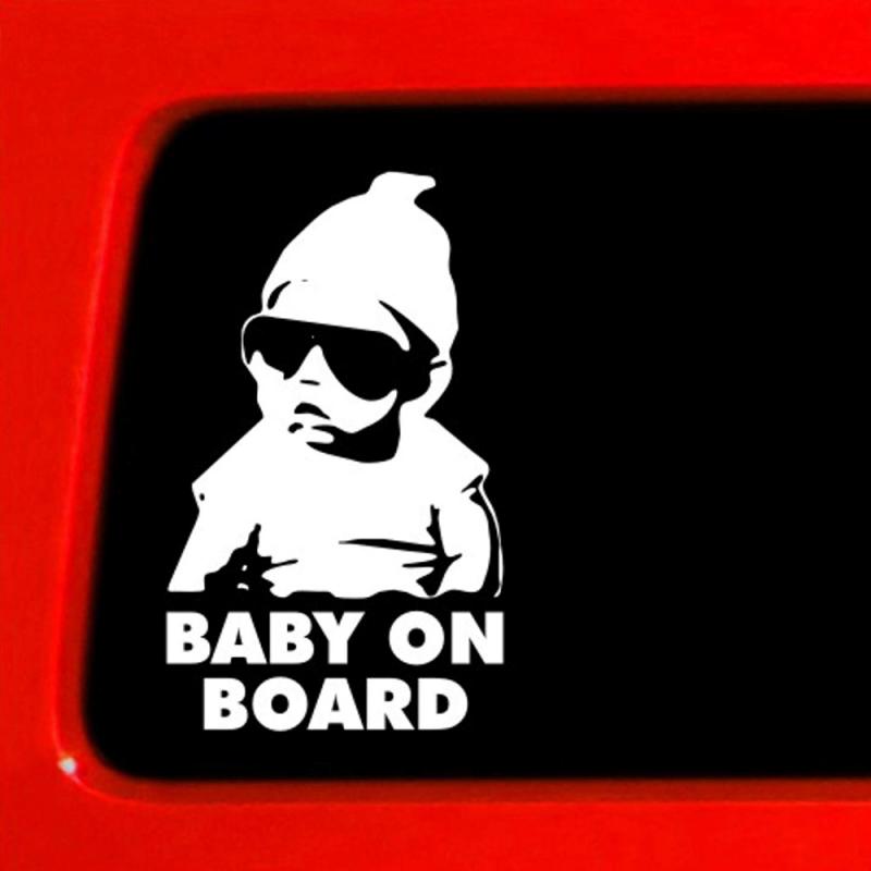 Personality Car Sticker BABY ON BOARD Cool Rear Reflective Child KK Vinyl Waterproof Auto Accessories PVC 19cm X 14cm: white