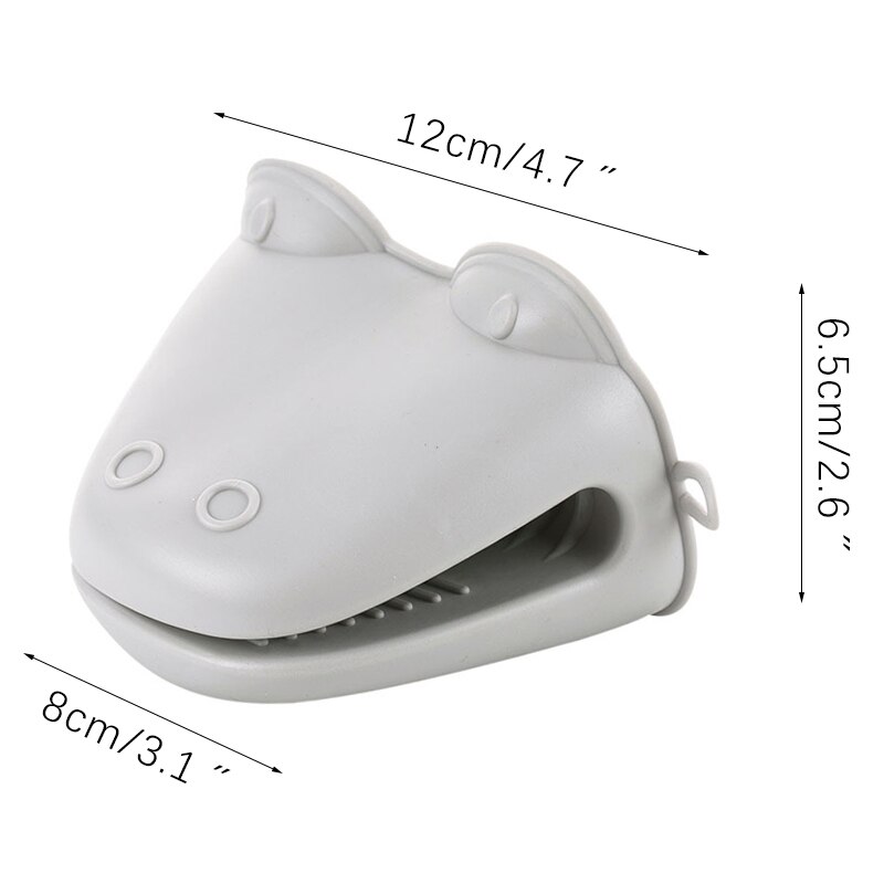 Thicken Oven Mitt Microwave Heat Resistant Gloves Cartoon Hippo Hand Clip Household Anti-Scald Gloves Pot Clip Oven Mitts: 1pc white