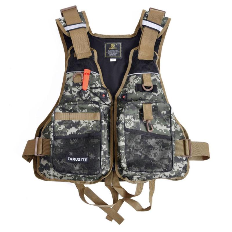 Multi Pockets Fishing Hunting Mesh Vest Mens Outdoor Leisure Jacket - XXL / Red