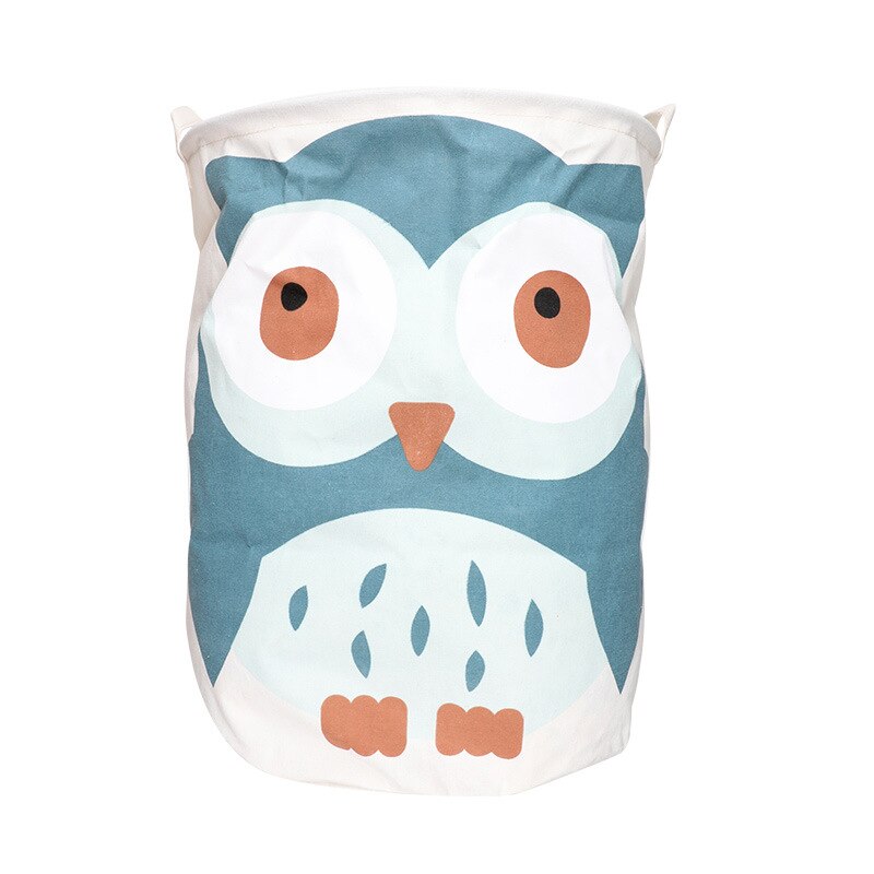 Cesta de la colada del bebé del león lindo juguete plegable Cubo de almacenamiento de Picnic ropa sucia cesta caja de lona organizador Animal de la historieta: Owl
