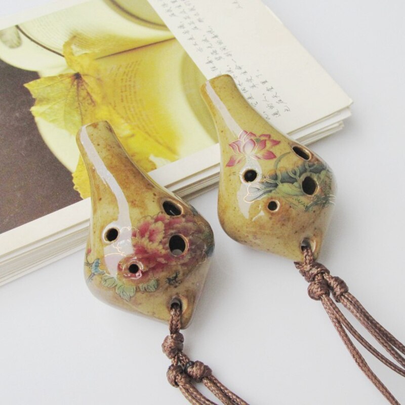 Ocarina – fleurs en céramique de Style chinois pour débutants, 6 trous, faites à la main, 6x4CM, de fête des mères et des pères, Instruments de musique