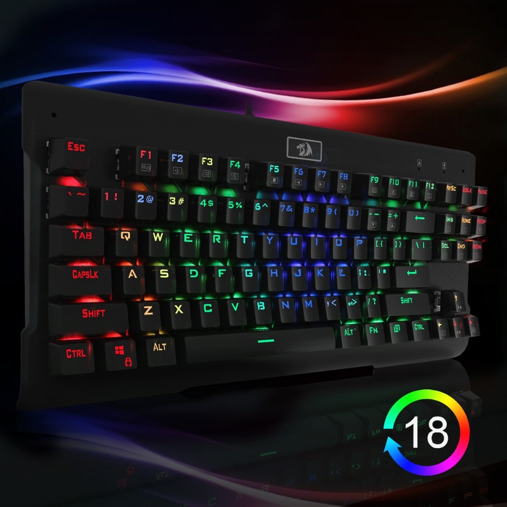 Redragon K561 VISNU Mechanical Gaming Keyboard RGB Backlit 87 Keys Anti-ghosting Waterproof Keypad with Clicky Blue Switch PC