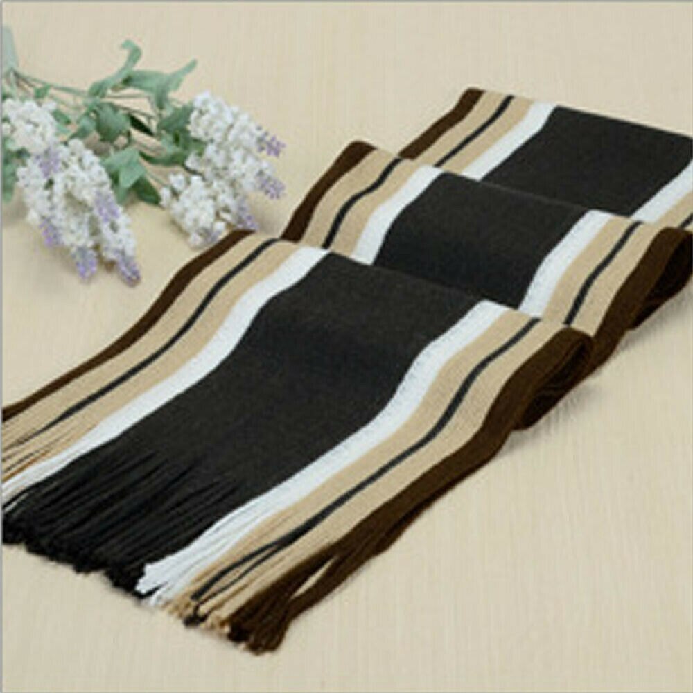 Bufandas clásicas a rayas para hombre, cálido con borla chal de Cachemira, bufanda suave encantadora, color negro, gris, café, rojo, Beige, 180cm, de invierno: Gris oscuro