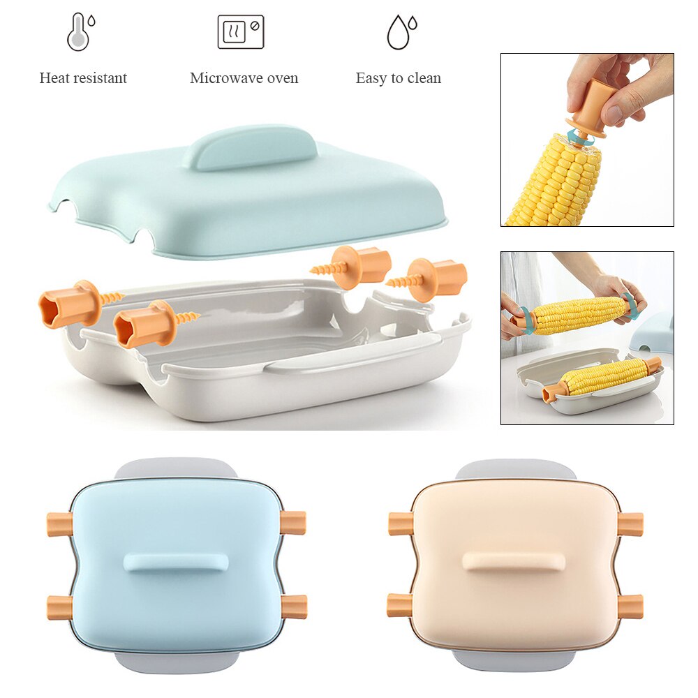 Microwave Corn Steamer Food Grade Corn Cooker Easy Take Out Corn Steam Case Double Corn Cooker Kitchen Tools