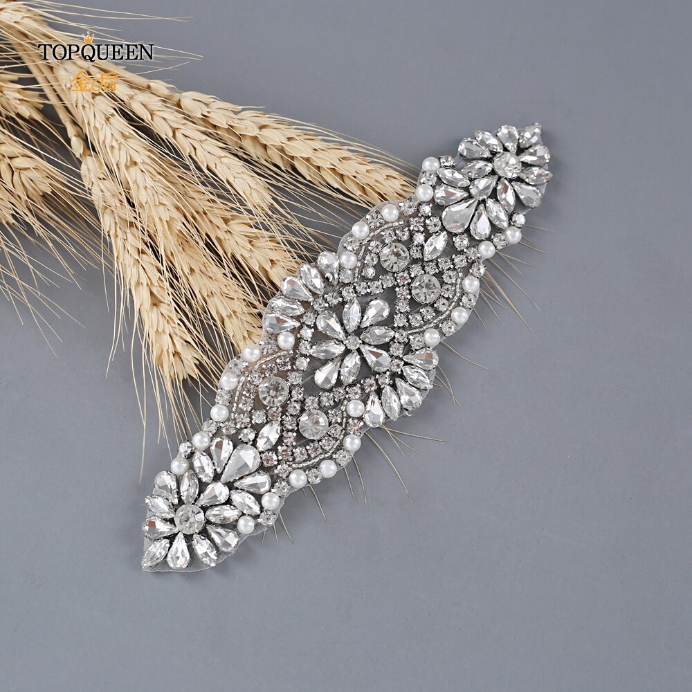 TOPQUEEN S394 Handmade Bridal Belt Wedding Belts Sashes Rhinestone Pearl Beads Belt For Bridal Gowns Belt for Dresses Women: Applique