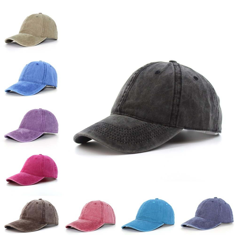 Washed Cotton Pure Color Light Board Men's Baseball Cap Multi-Color Optional Bone Cap Stitching Dad Hat