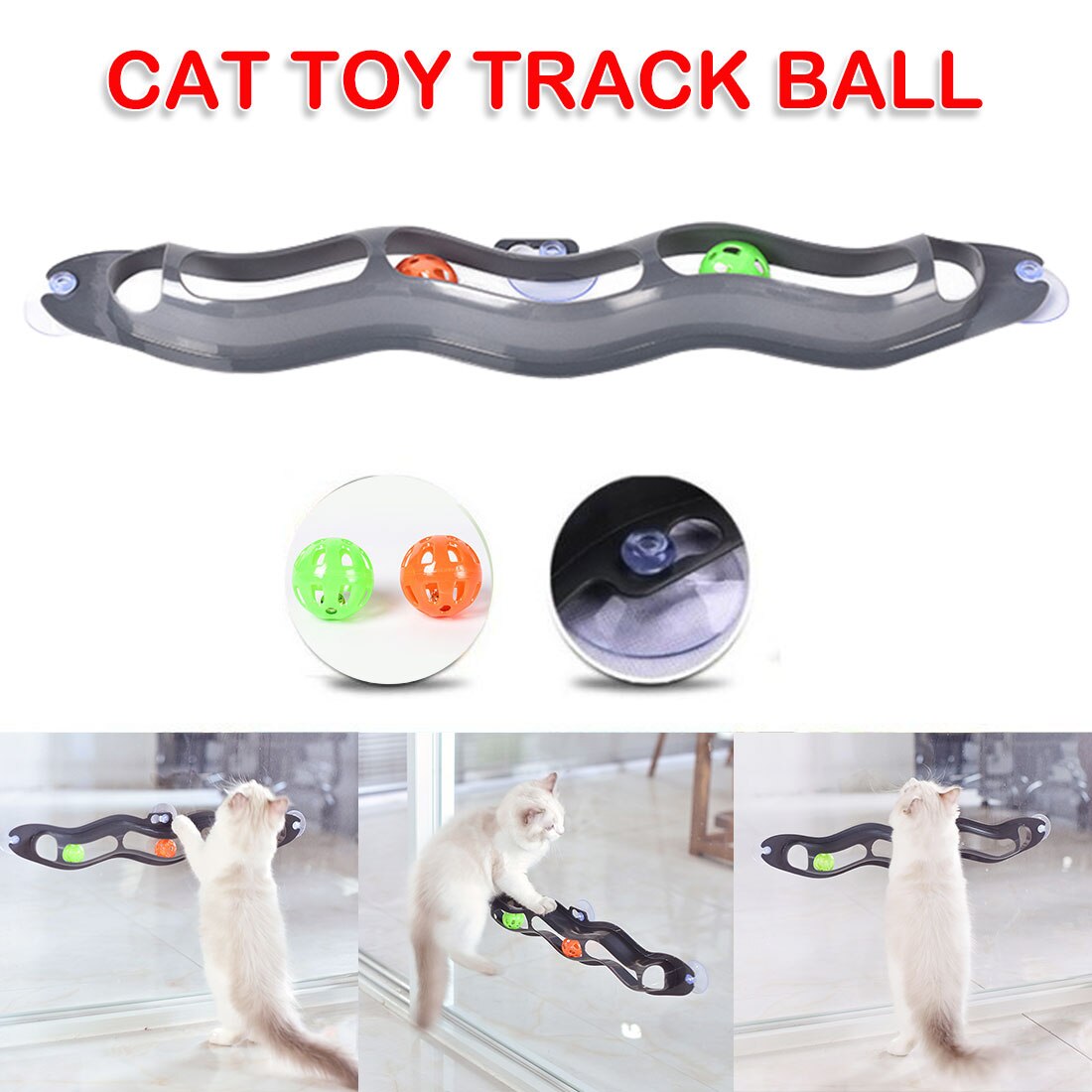 Huisdier zuignap track speeltunnel grappig bal speelgoed zuignap ramen katten speelgoed speelbuis met ballen zuignap katten speelgoed