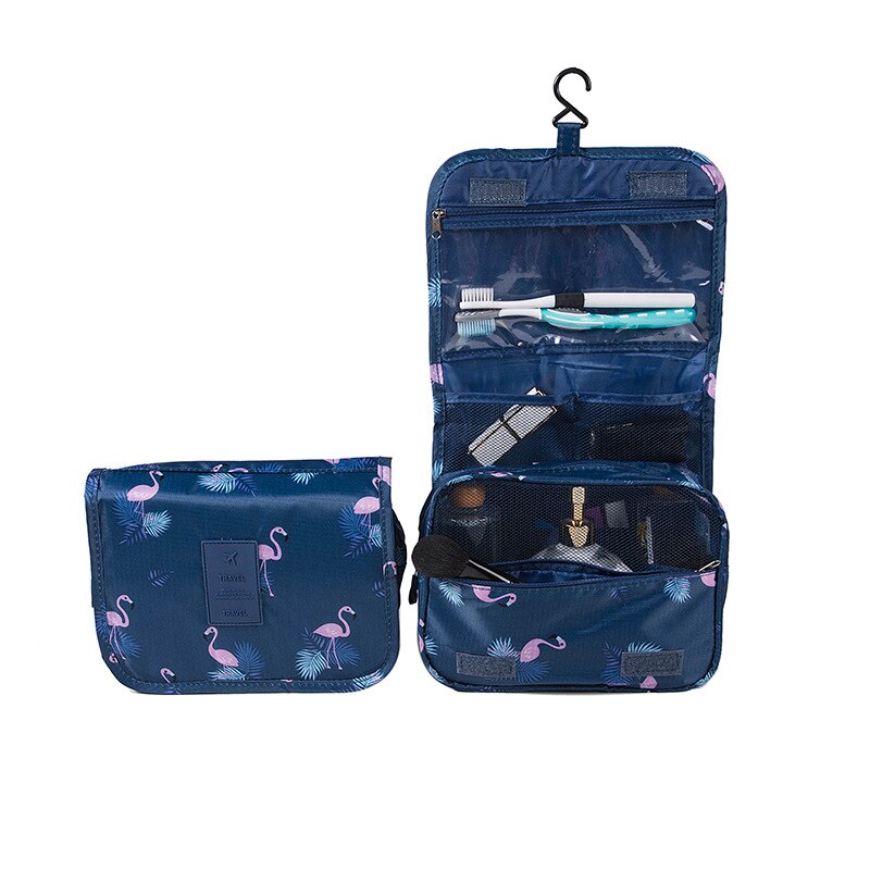 Frauen machen-hoch Taschen Reise Kosmetische Tasche Pflege Organizer Wasserdicht Lagerung Neceser Hängen Schlecht Waschen Tasche: DarkBlue Vogel