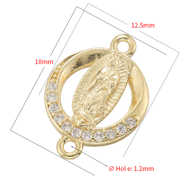 ZHUKOU-Colgante católico de la Virgen María de latón chapado en oro, manualidades con agujeros dobles, accesorios para collar y pulsera DIY: Chapado en zinc azul
