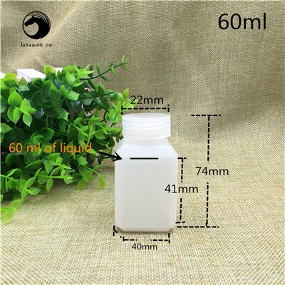 30 stuks 60 100 120 ml lege kleine potjes witte vierkante plastic opberg mini flesjes wasmiddel olie verzegelde verpakking containers botellas: 60 ml