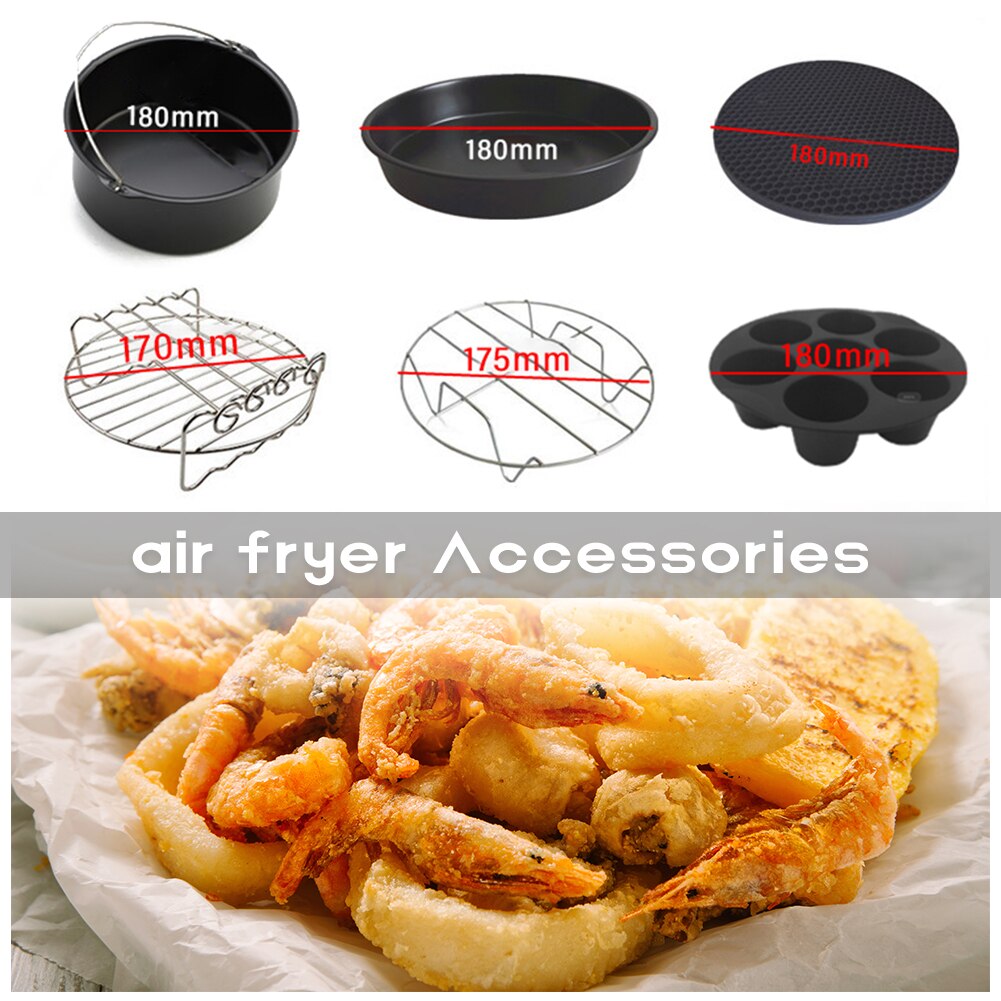 12pcs Carbon Steel Fine Air Fryer Accessories Kit Home Kitchen Cooking Tools Set Airfryer 7inch