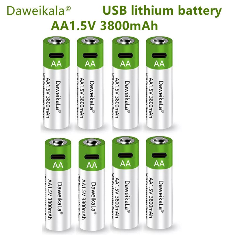 Snel Opladen 1.5V Aa Lithium Ion Batterij Met 3800Mah Capaciteit En Usb Oplaadbare Lithium Usb Batterij Voor Speelgoed toetsenbord