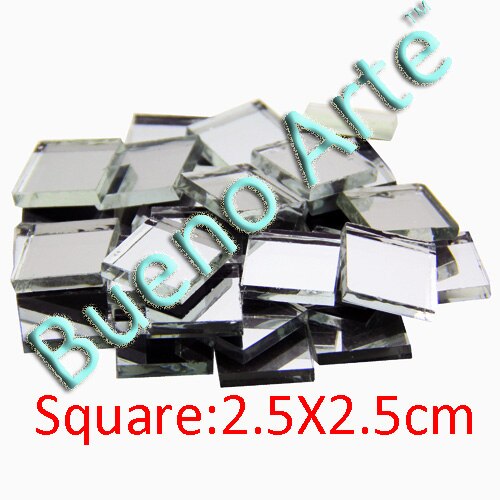 200g spiegel glas Kristal Glanzend zilver kleur 3/8 inch 10X10mm Vierkante zilveren DIY decoratie spiegel glazen tegel: Square-44slice