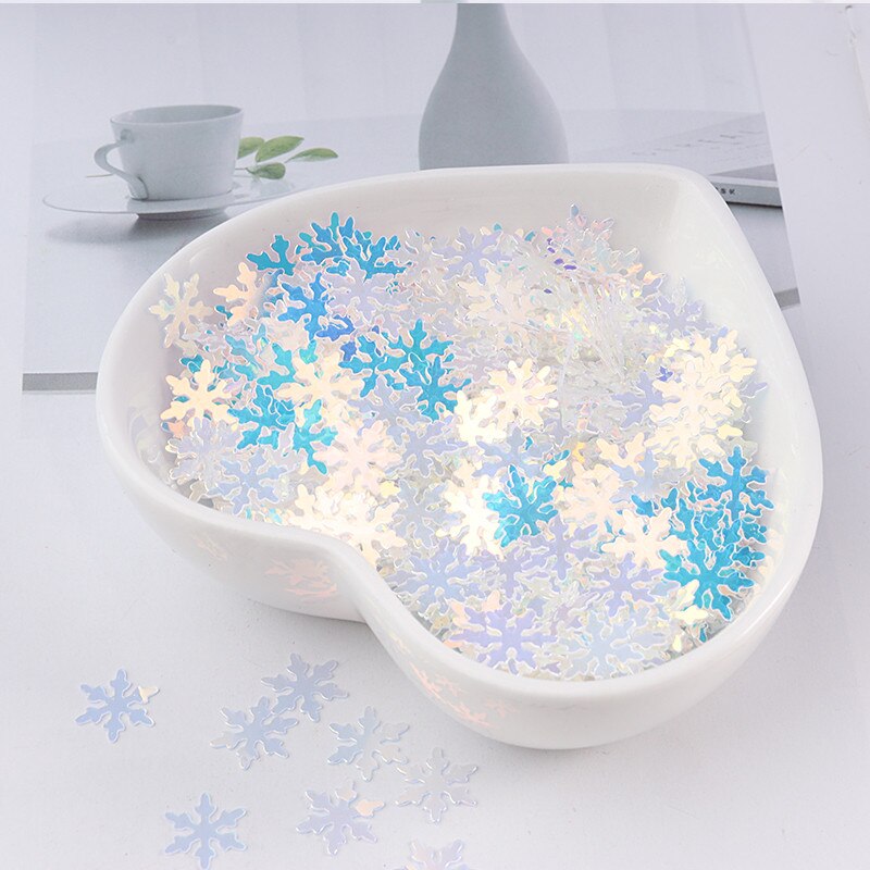 9Mm 320Pcs Diy Pailletten Sneeuwvlok Kleurrijke Leuke Manicure Accessoires Pailetten Pailletten Nail Decoratie Diy Materiaal: Transparent