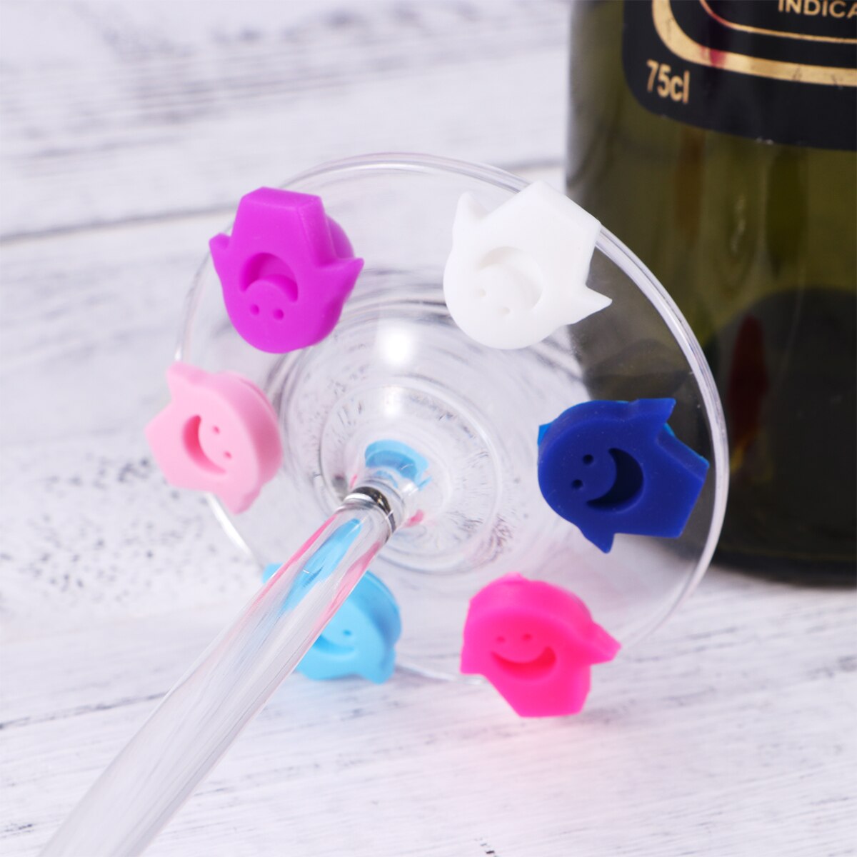 6 Pcs Silicone Red Glass Marker Smiling Sticker Sucker Mark Glass Identification Perfect for Parties