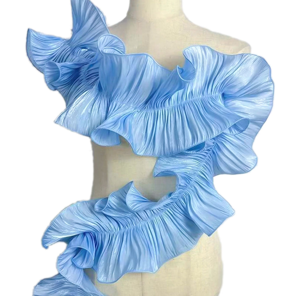 1Yard Ruche Glanzend Satijn Plooi Kant Versieringen Stof Voor DIY Naaien Meisje Jurk Boeket Lint Gordijn Rand Zoom Home Party bekleding