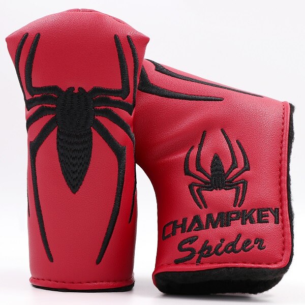 Spider with Silver Web Golf Putter Cover Headcover for Blade Golf Putter Red White Black Head Cover: Red