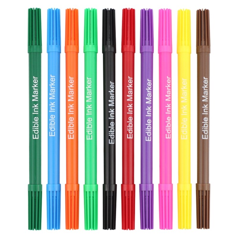 Y8AB Lebensmittel Klasse Zuckerguss Dekorieren Stift Mittagessen Verpackung Kuchen Kasten Lebensmittel Färbung Marker Dual-Gekippt Stifte freundlicher DIY