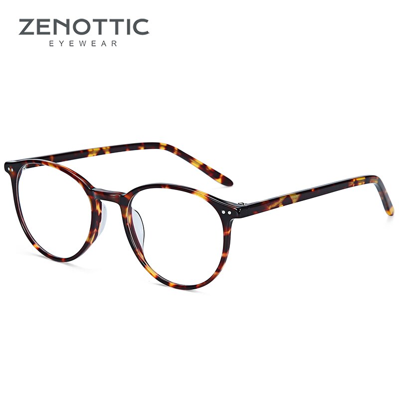 ZENOTTIC Vintage Transparent Acetate Glasses Frame Women Optical Myopia Clear Anti Blue Light Glasses Lens Computer Eyeglasses: DEMI