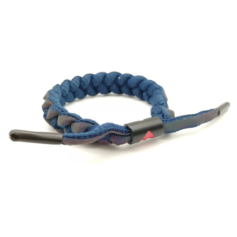 Holographic Reflective Peach Heart Bracelet Couple Color Changing Bracelet Man and Woman Students Safety Hand-Woven Bracelet: blue