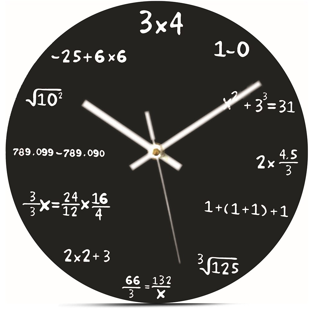 13inch Unique Math Wall Clock Circular Mathematical Equations Clock On The Wall For Classroom Office Home Decoration
