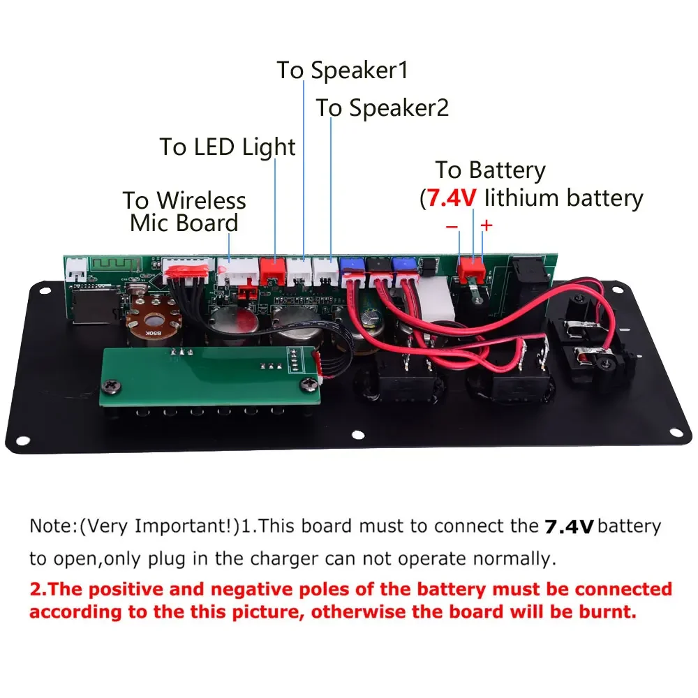 Bluetooth Audio Amplifier Board MP3 Amplifiers Subwoofer Microphone Amp Module for 4 ohms Speaker 7.4V Battery Powered DC 12V