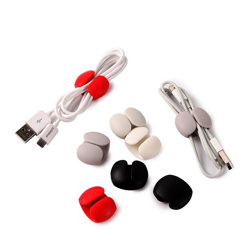 5 Pcs Kabelhaspel Wraps Headhone Cord Organizer Siliconen USB Kabel Clip Beheer Strap USB Houder Geen Meer Verwarde Snoeren