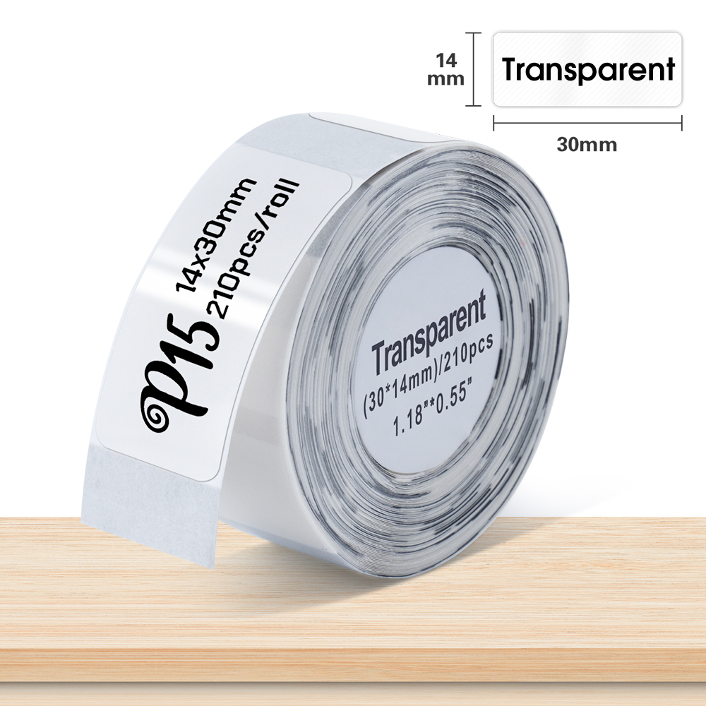 P15 Papierrolle 15x40 Thermoaufkleber 12x40 15x30 14x40 Thermodruckerband Transparentes Etikettenpapier für P15 P12 P11 D30 Q30S: Weiß