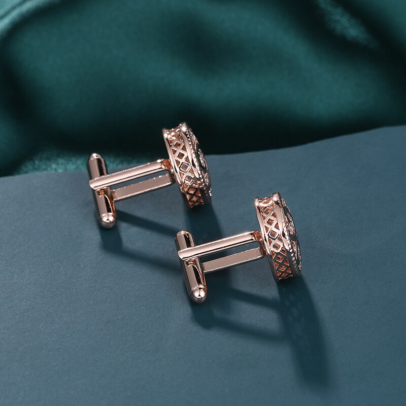 Weimanjingdian Prachtige Ronde Vorm Zirconia Cz Crystal Manchetknopen Voor Mannen In Wit Goud Rose Goud Kleuren