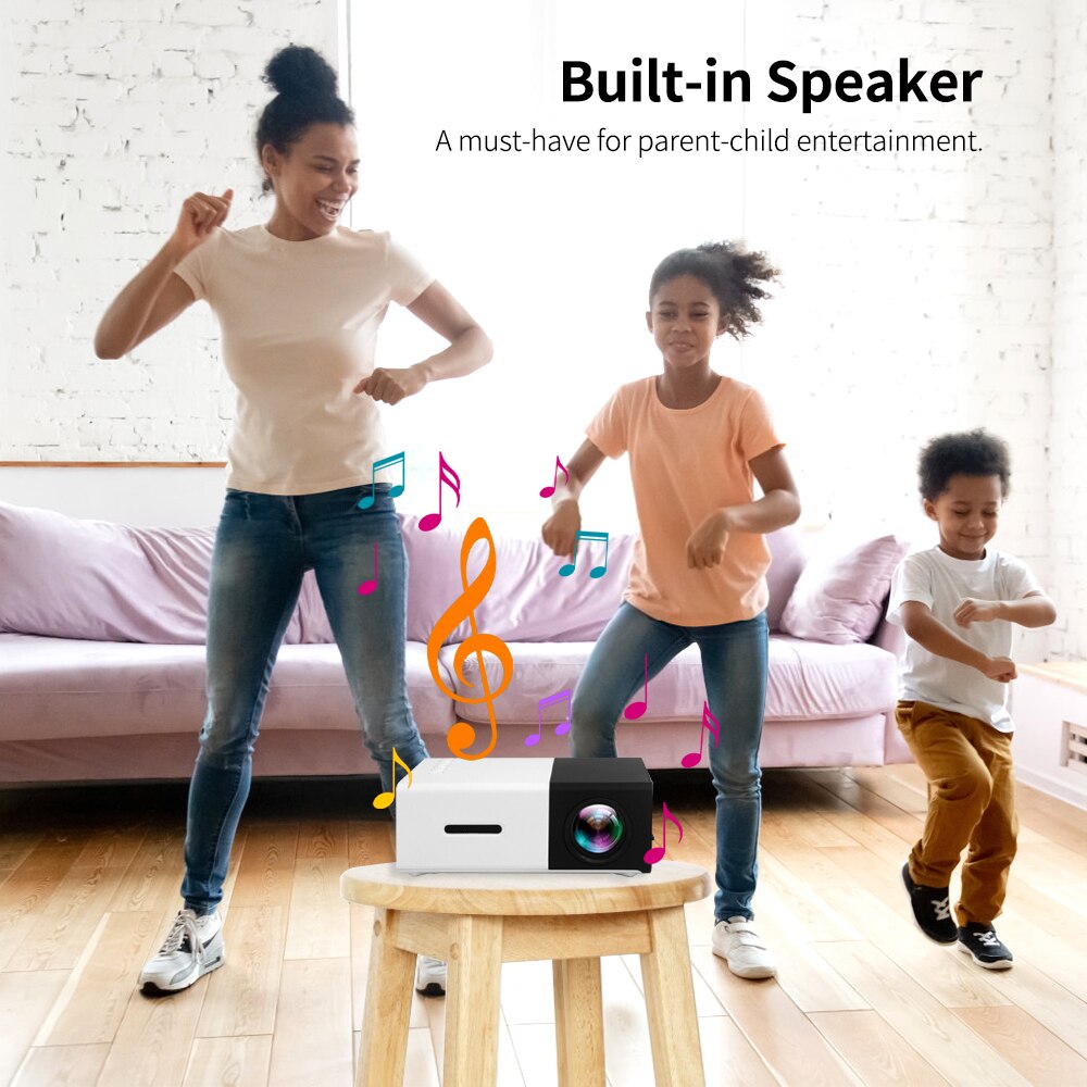 Aibecy YG300 Mini Portable LEDProjector Support 1080P 3D Visual Effects 800 Lumens Multimedia Video Movie Projector Home Theater