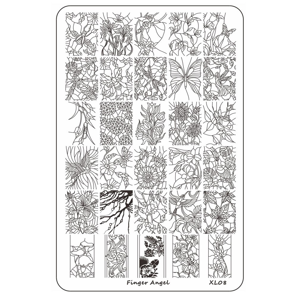 Finger Angel Flowers Leaves Nail Stamping Plates Line Geometric Stripe Face Image Printing Templates For Manicure Decorations