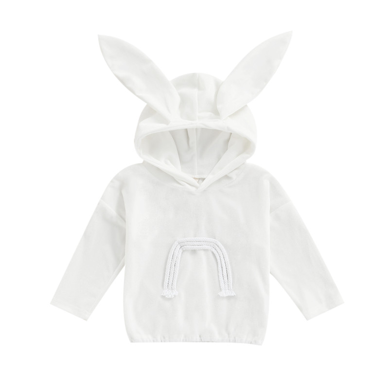 dreptać dziewczynka bluza z długim rękawem, kreskówka uszy królika gruby sweter, niewidoczny regulowany sznurek topy: 1 / 6-12 Months