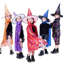 2Y-14Y Halloween Baby Kids Kostuum Kinderen Maskerade Kostuum Wizard Heks Mantel Cape Mantel Met Hoed Voor Show Spelen Halloweens