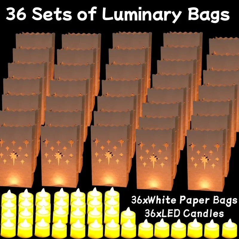 12-48 sæt lysende papirposer med led-lys flammehæmmende lyspose til bryllup, brudefødselsdagsfest, stidekoration: Kamel