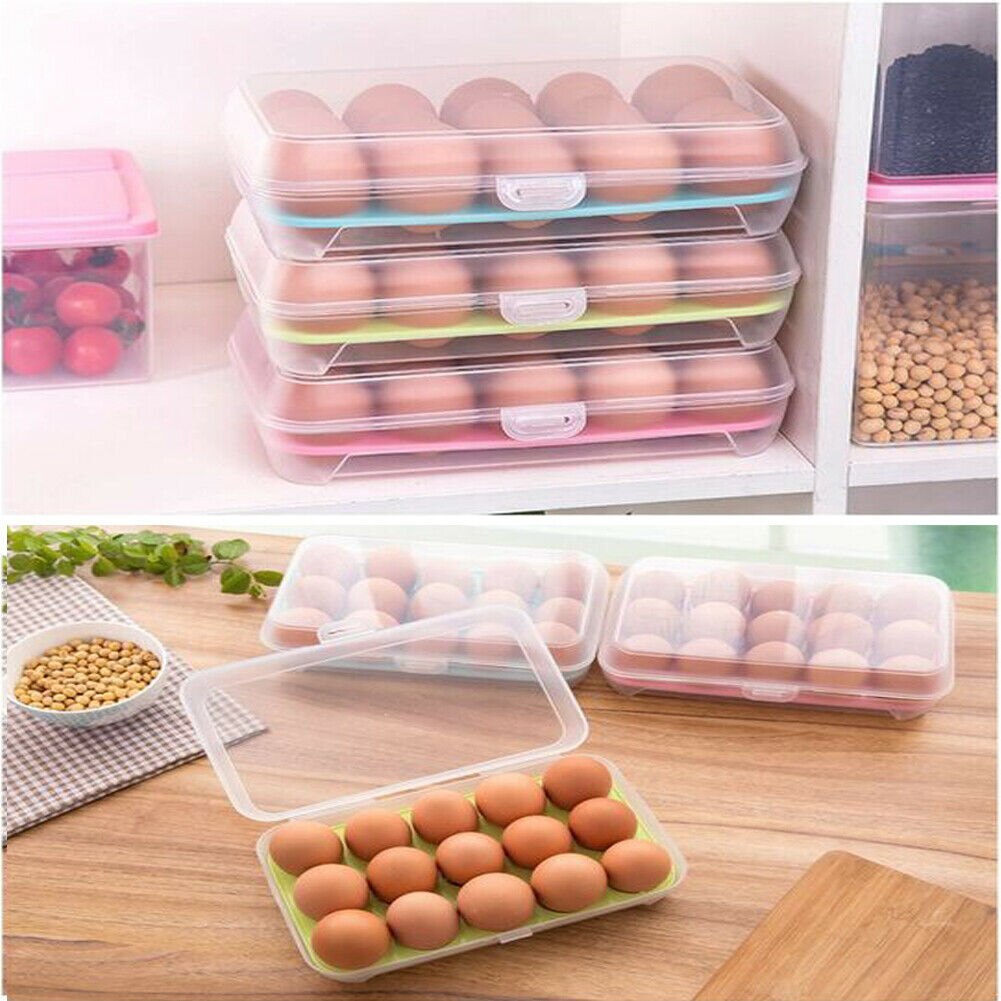15 æg holder klar mad opbevaringsbeholder køleskab æg opbevaringsæske sag mad konservering plast æsker køkken arrangør