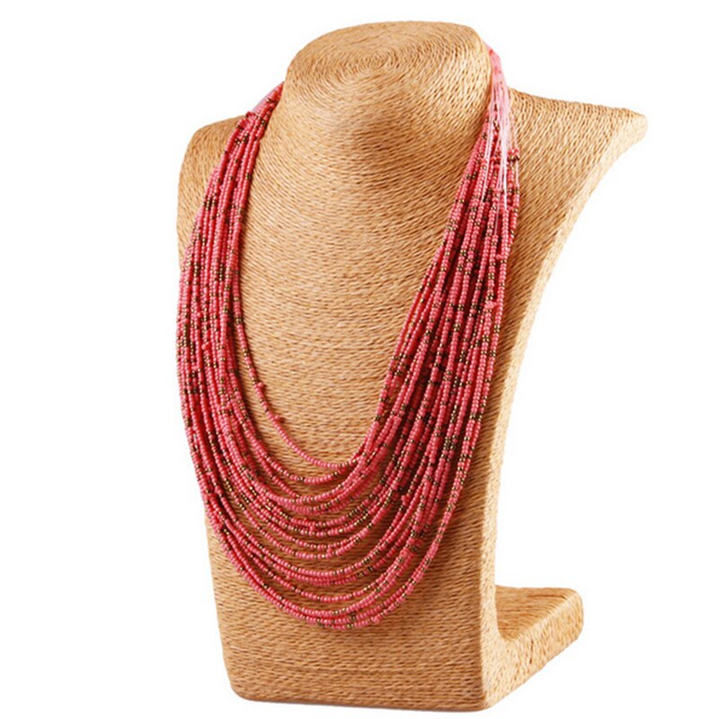 Collier multicouche de perles fait à la main, 1 pièce, Style Simple pour femmes, 6 couleurs, au choix, Style bohème